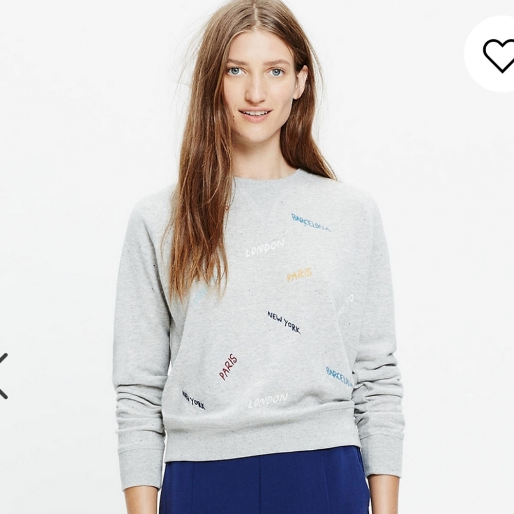 Madewell Embroided Throwback Grey Sweatshirt S